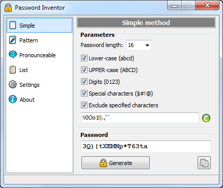 Password Inventor screenshot Password Inventor screenshot